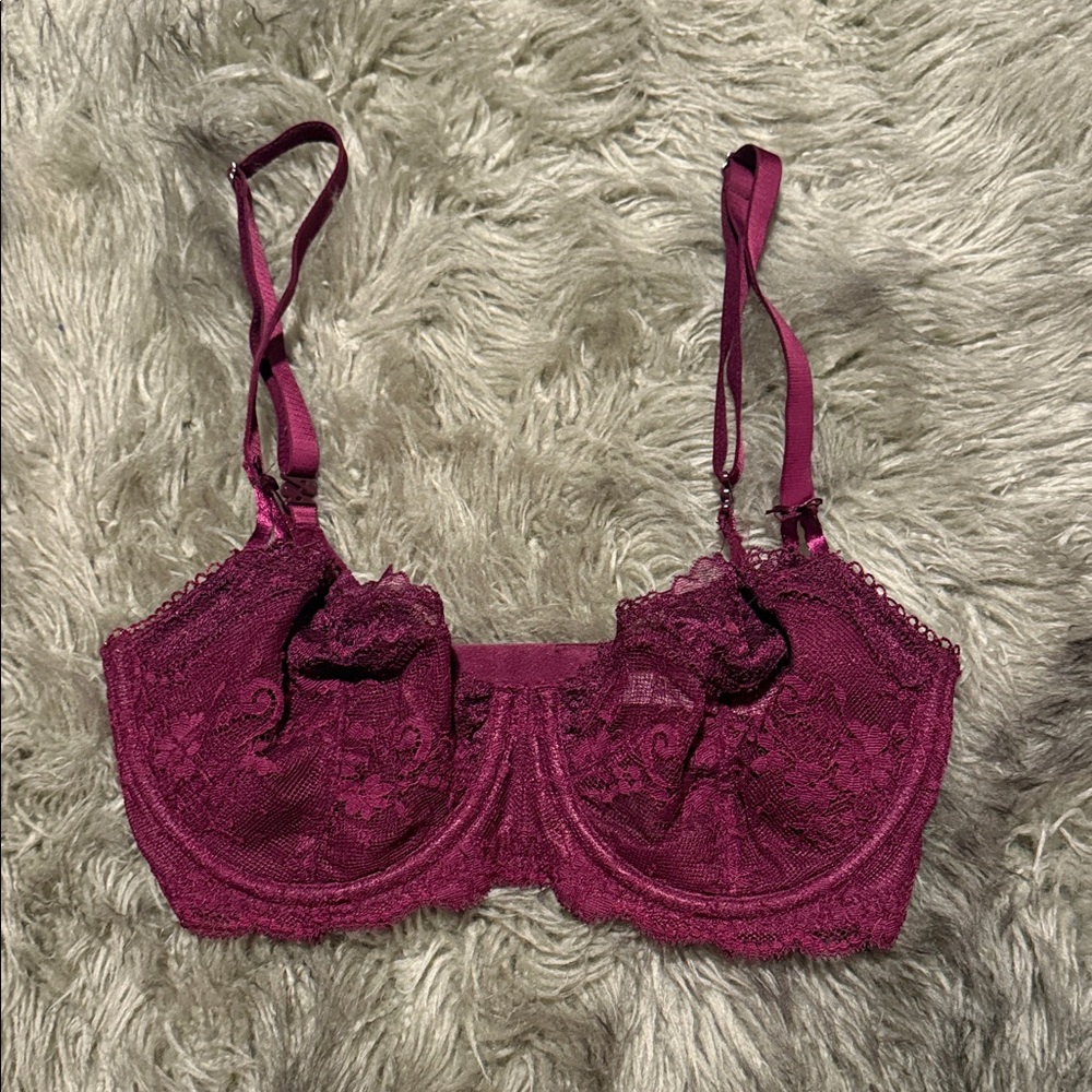 Victoria's Secret Lace Burgundy Push-Up Without Padding Bra